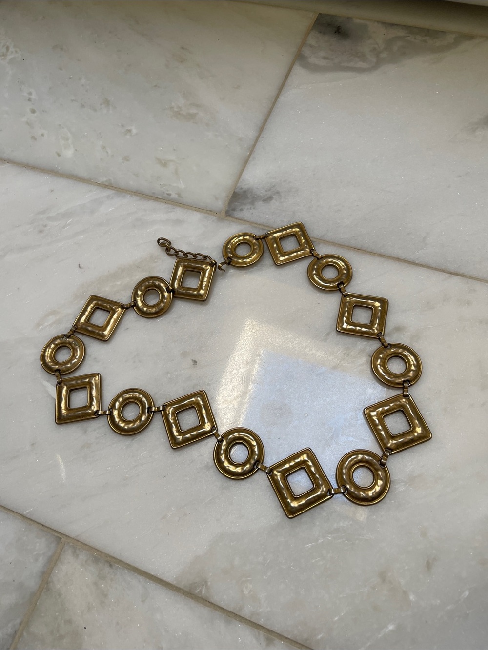 Gold Geometric Link Belt - Women Accessories